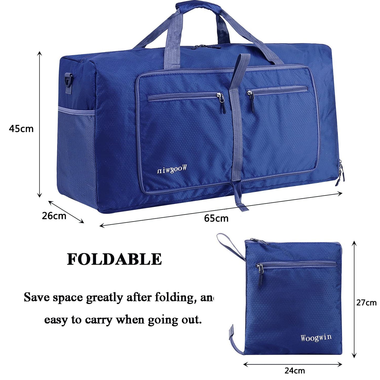ehsbuy 60L Foldable Travel Duffle Bags for Men Women Large Holdall Waterproof Overnight Weekend Bags for Gym Luggage