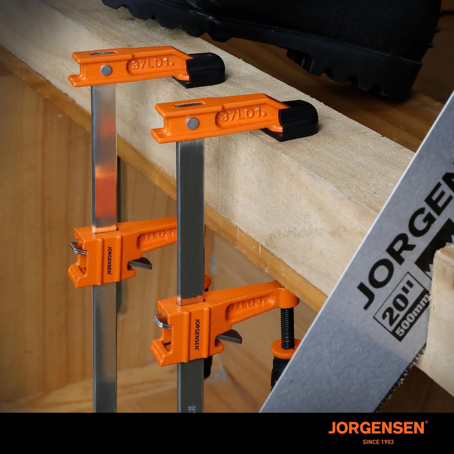 Jorgensen 2-Piece Steel Bar Clamp Set, Light Duty F-Clamp, 8-inch & 12-inch