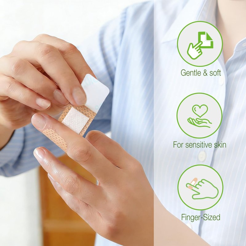 NeuHeils 80 Pcs Silicone Bandages for Sensitive Skin Assorted Sizes: Small 0.75x3 in (60 Pcs) & Large 2x4 in (20 Pcs). Non-Stick Pad, Hypoallergenic, Pain-Free Removal, Idea for Fragile Skin