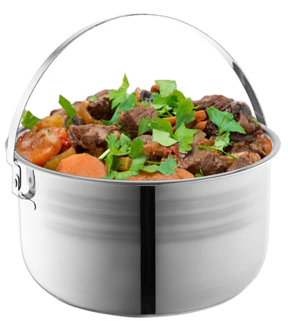 Camping Cookware Set - Compact Stainless Steel Campfire Cooking Pots and Pans | Combo Kit with Travel Tote Bag | Rugged Outdoor 4 Pc Cook Set for Hiking | Barbecues | Beach | Hiking Gear