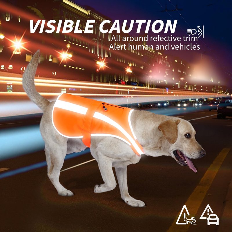 Reflective Dog Vest for Medium Large Breeds, High Visibility Dog Safety Vest with Removable Bell Keep Safe from Hunting, Training & Cars Accidents
