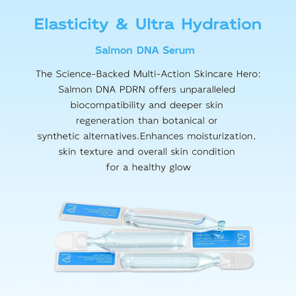 Salmon DNA PDRN Anti-Aging Serum, 5000ppm Salmon Egg DNA Ampoule, 2000ppm Collagen, Glutathione, Niacinamide & 6 Hyaluronic Acids, Korean Skincare for Wrinkles & Radiance,0.05 fl.oz x 30e