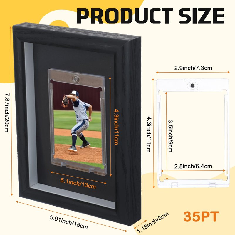 AceOrbit 6 Pcs Trading Card Display Frames, Baseball Sports Card Frame with Acrylic Magnetic Cards Display for Show & Protect 2.5 x 3.5 Inch Sports Baseball Football Hockey Game Trading Cards