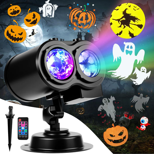 Brighter Halloween Decorations Projector Lights for Home, 2025 Upgraded Holiday Projectors with 19 HD Replaceable Slides (Ocean Wave & Patterns), Weather Proof Halloween Projector Light Show
