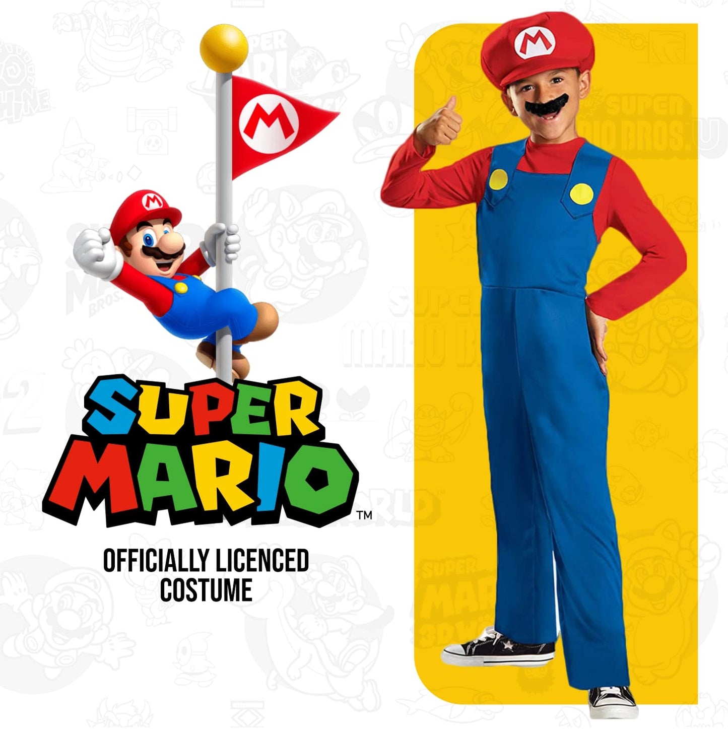 Disguise Nintendo Super Mario Bros DISK73689L Classic Costume, (Small 4-6 years), Red, Blue