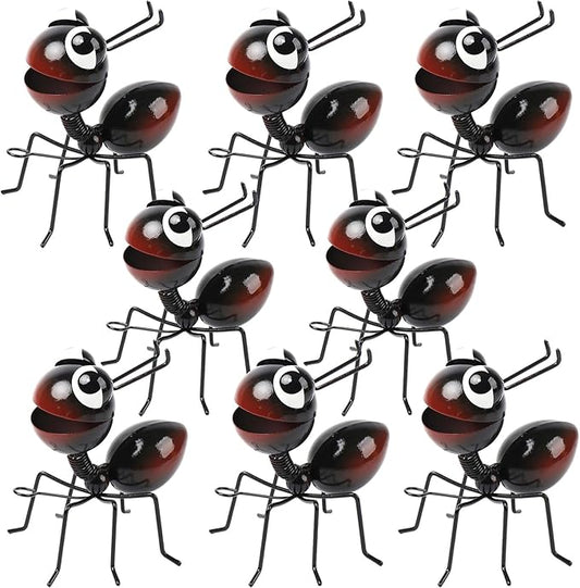 Metal Yard Art Garden Decor for Outside Cute Ants Yard Decorations Outdoor Lawn Ornaments Backyard Gifts for Mom - Set of 8（All Black）