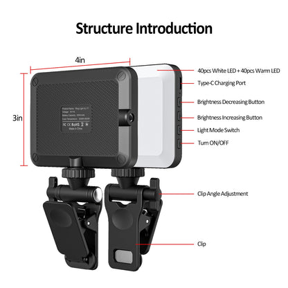 XINBAOHONG LED Video Light, Mini Selfie Light Rechargeable Clip-on Ring Light for Phone Laptop Tablet and Computer Dimmable Fill Lamp for Conference Zoom Call Photography Makeup Picture