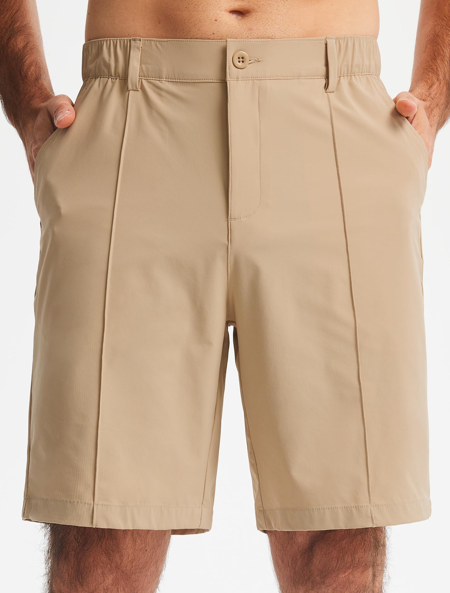 Libin Men's Classic Fit 9" Golf Shorts All Day Comfy Casual Shorts Quick Dry Lightweight Stretch Dress Travel Summer Clothing Work Outdoor Sports with Pockets Khaki 32