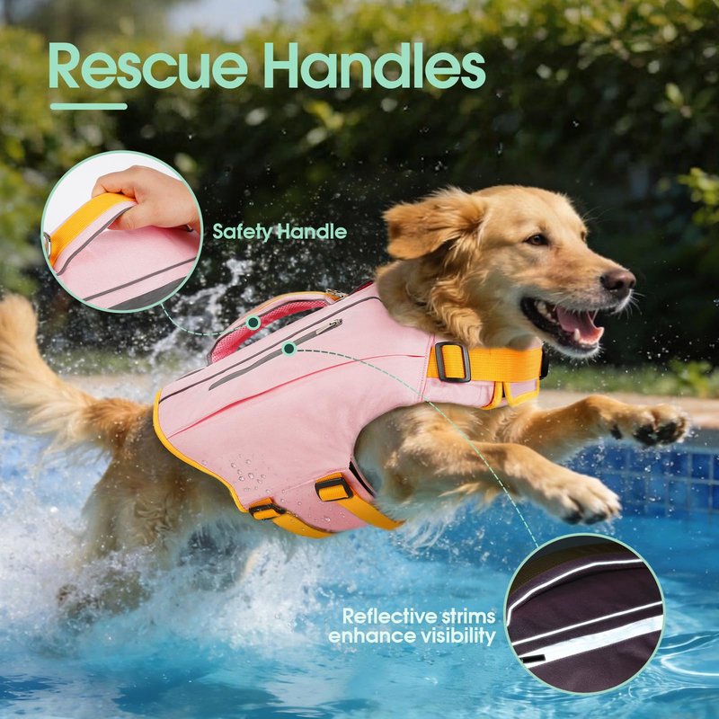 Kuoser Dog Life Jacket, High Flotation Swim Vest for Water Active