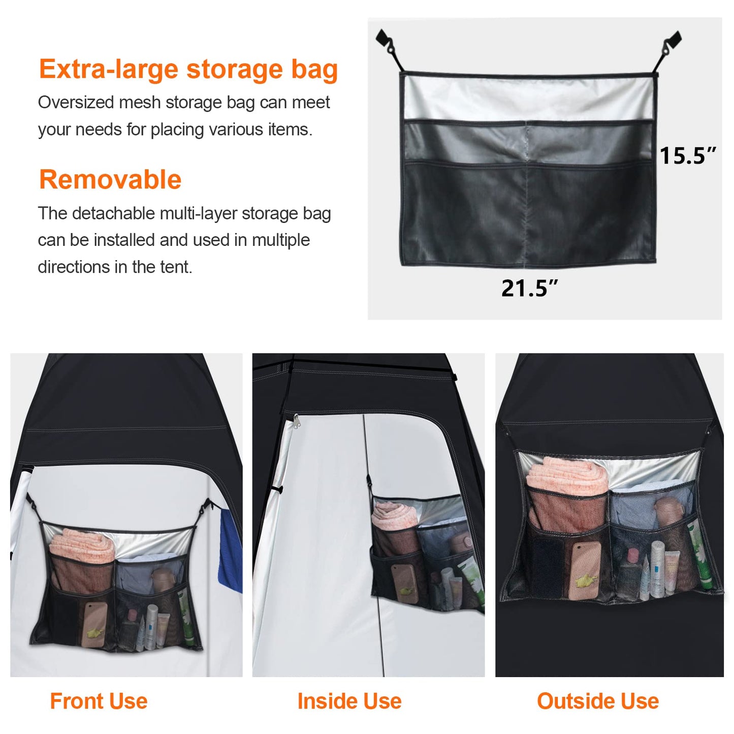 anngrowy Shower Tent Pop-Up Privacy Tent Camping Portable Toilet Outdoor Camp Bathroom Changing Dressing Room Instant Privacy Shelters for Hiking Beach Picnic Fishing Potty, Extra-Tall, UPF 50+