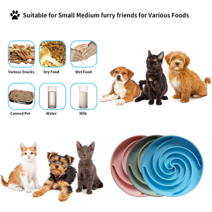 Bifeaw Dog Puzzle Bowl - Silicone Slow Feeder Dog Bowls for Healthy Eating - Puppy Slow Feeder Non-Slip Design Dishwasher Microwave Safe (Grey Green)