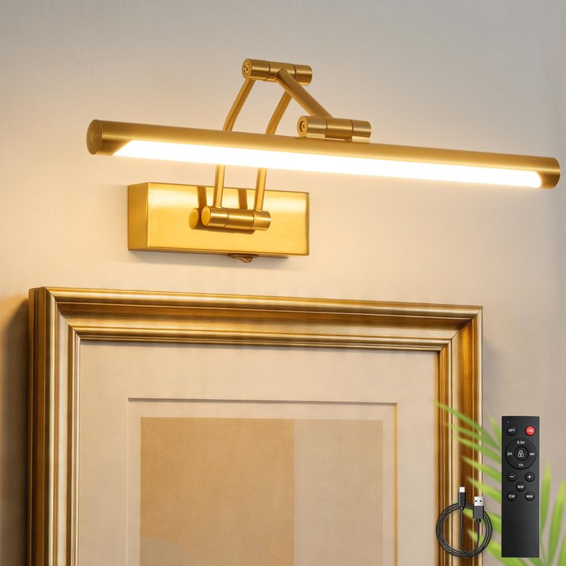 ZitoStory Picture Lights for Wall Battery Operated, (Gold, 16in) Rechargeable Art Light for Painting,Modern wall Lights for Pictures,Dimmable Gallery Artwork Lights for Pictures On Wall