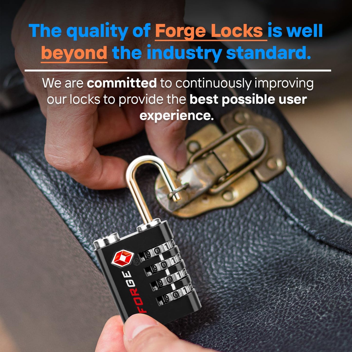 Forge Dual-Opening: Key or Combination Access Lock, TSA Approved Locks for Luggage, Pelican case, Travel, Gym, School, Stainless Steel Shackle. (Multi Color, 4 Pk)
