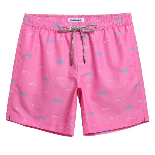 maamgic Mens Swim Trunks Quick Dry Swim Shorts with Mesh Lining Funny Swimwear Bathing Suits 7inch Pink Shark Small