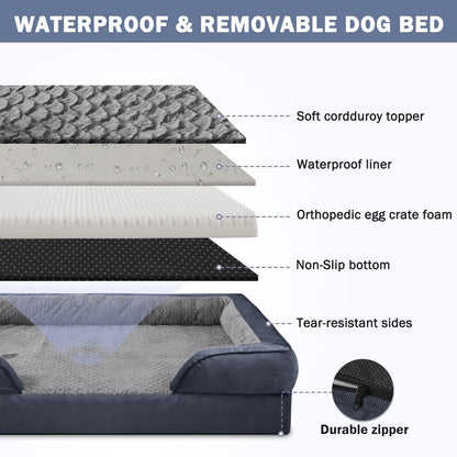 JOEJOY Extra Large Dog Bed, Orthopedic Memory Foam Dog Beds, Washable Dog Bed, Grey, Fits up to 90lbs, Good for Golden Retriever, Labrador，German Shepherd，Samoye，Rottweiler