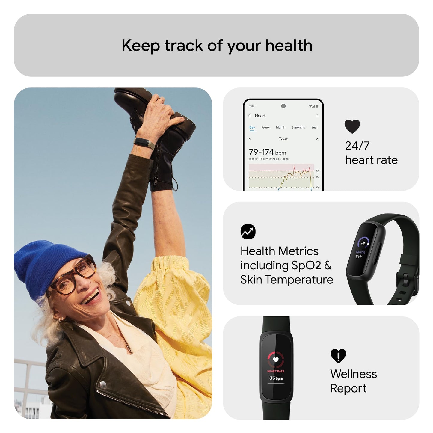 Google Fitbit Inspire 3 Activity Tracker with 6-months Premium Membership Included, up to 10 days battery life and Daily Readiness Score, Black/Midnight Zen