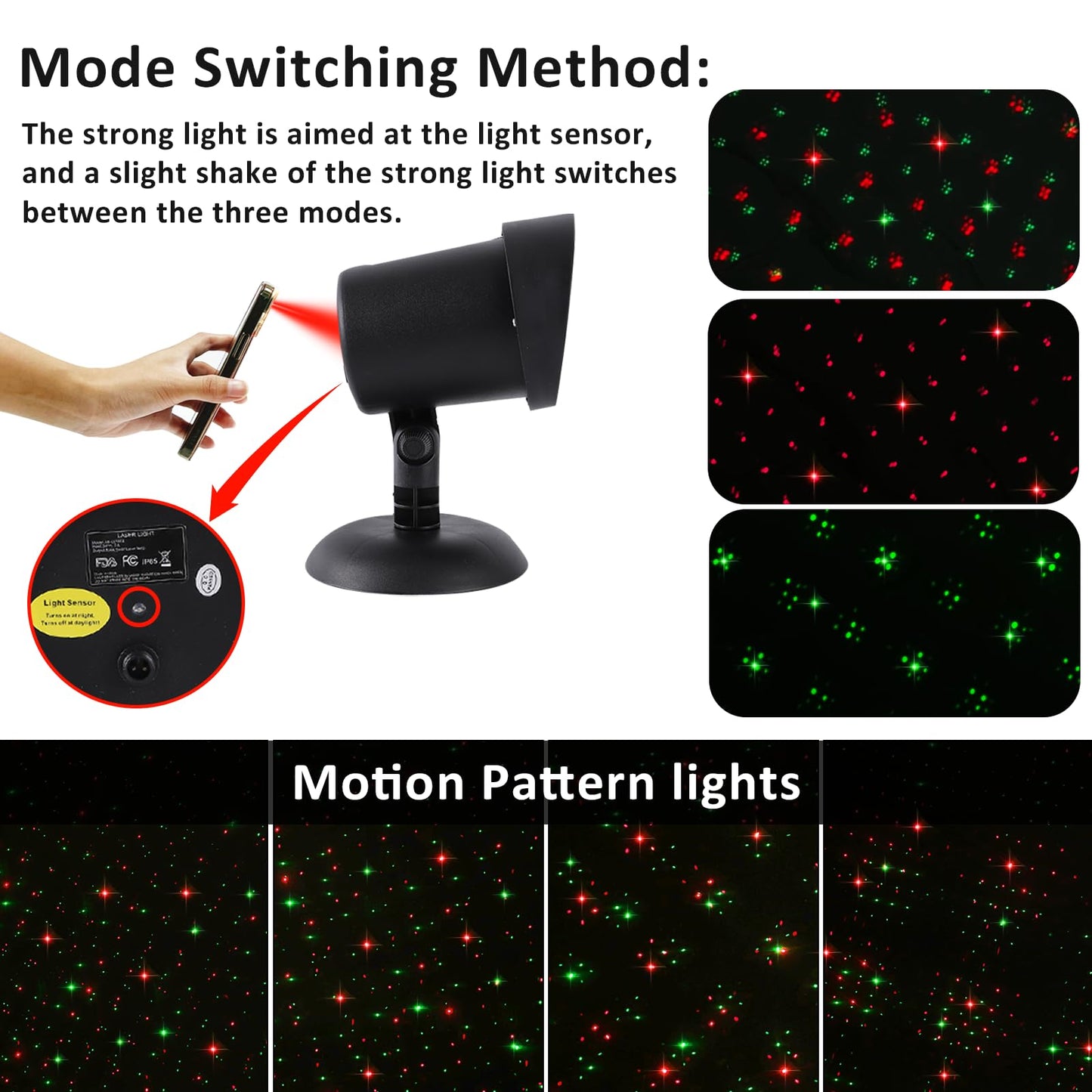 YFAIN Christmas Laser Outdoor, Christmas Projector Light Outdoor Waterproof, Landscape Spotlight Red & Green Xmas Stars Show for Christmas, Holiday Decor for House, Party, Garden