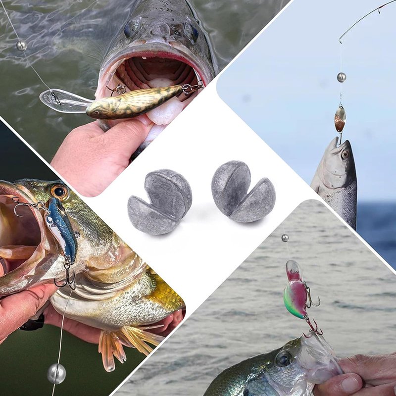 IFQKNUYL Fishing Weights Sinkers 230pcs/100pcs Weight Sinkers 5 Sizes Round Split Shot Sinker Removable Fishing Weights Sinkers (100, Big Size)