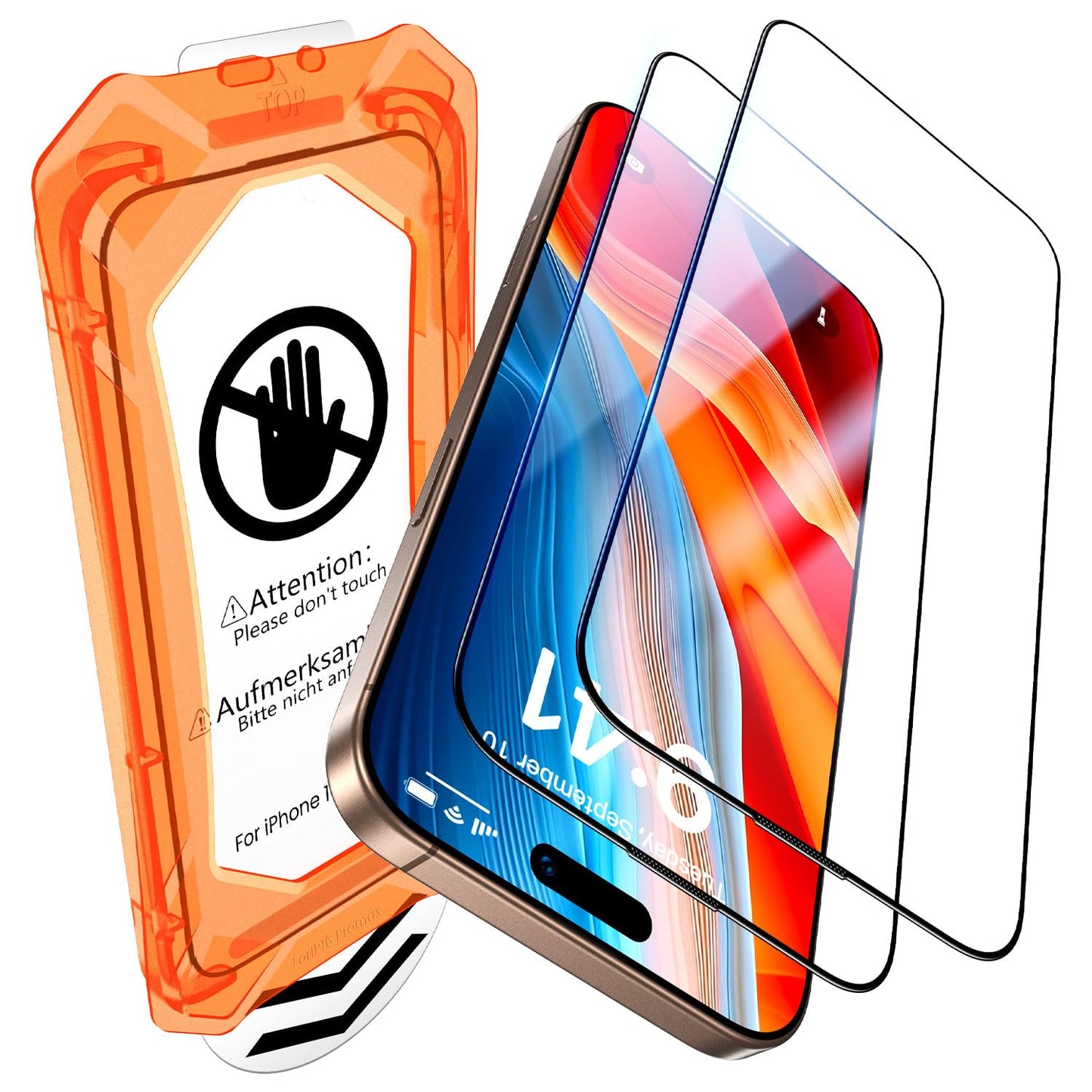 UniqueMe for iPhone 16 Pro Screen Protector - [Military Grade Shatterproof & 9H+ Hardness] Screen Protector 16 Pro Tempered Glass Full Coverage Protection, Easy Installation, 2 Packs