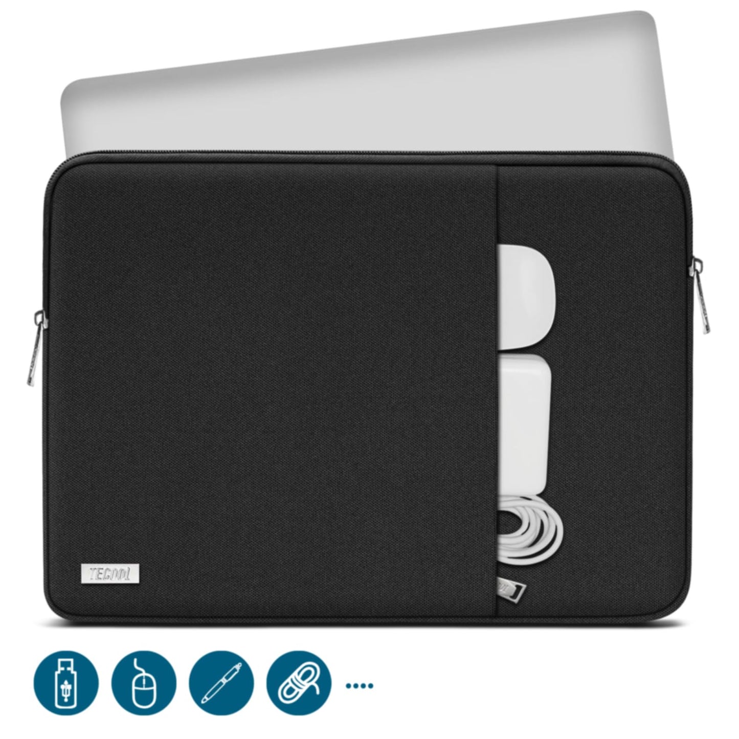 TECOOL 14 Inch Laptop Sleeve,Protective Laptop Case 14 inch for 14" HP EliteBook Pavilion Dell Lenovo Thinkpad Acer Chromebook Notebook,MacBook Air 15 M4 M3 2025-2023 Waterproof Computer Bag,Black