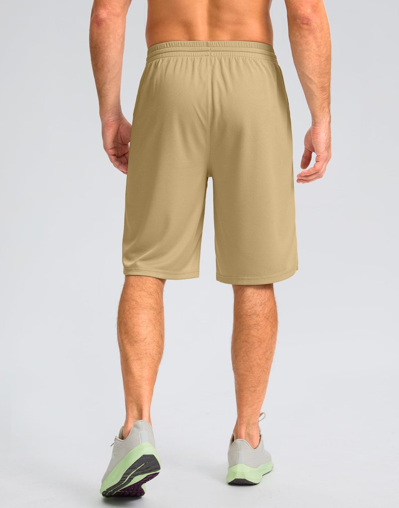 G Gradual Men's Athletic Shorts with Pockets 9" / 11" Long Basketball Shorts Lightweight Quick Dry Gym Workout Shorts for Men(Khaki,M)