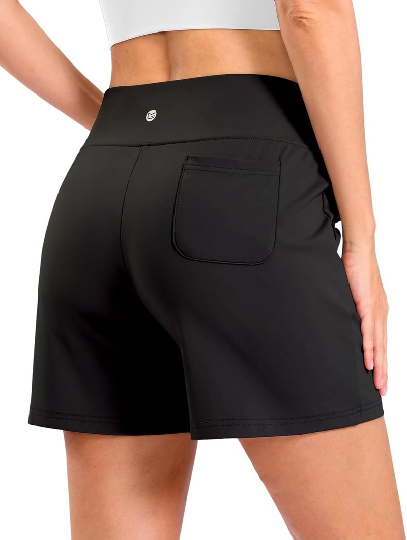 Women's Bermuda Long Shorts - High Waisted, Knee Length with Pockets | Perfect for Athletic Workouts, 9" Size