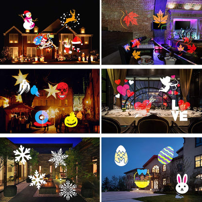 Elec3 Holiday Christmas Halloween Led Projection Light 12W, 16 Slides Projector Light Waterproof with RF Romote Used for Home Party Holidays Halloween Decoration