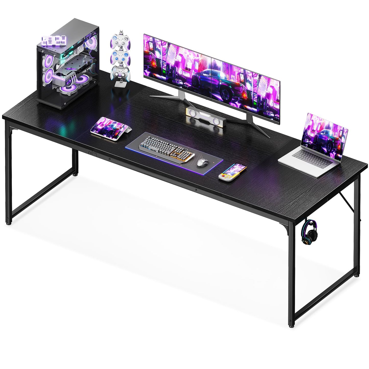 Coleshome 71 Inch Computer Desk, Modern Simple Style Desk for Home Office, Study Student Writing Desk, Black