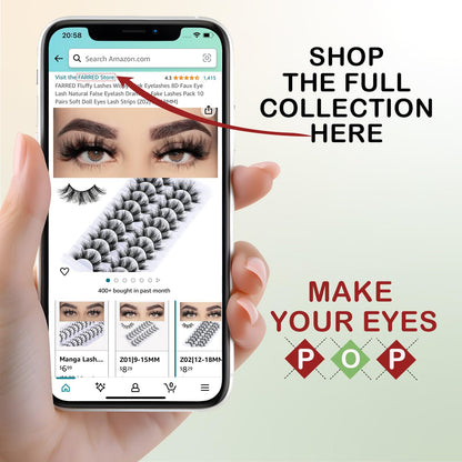 FARRED Mink Lashes Short Fluffy Eyelashes Wispy Natural Eyelash Pack Full Volume Lash Strips 10 Pairs Wispies Fake Strip Lashes Natural Look False Eye Lash Russian Looking for Everyday Makeup