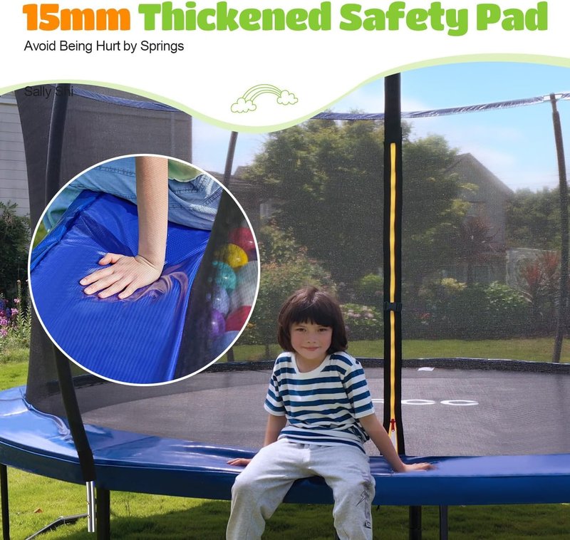 ORCC Kids Trampoline, 1200LBS Weight Capacity Outdoor Trampoline 16 15 14 12 10 8FT Yard Trampolines for Kids Adults