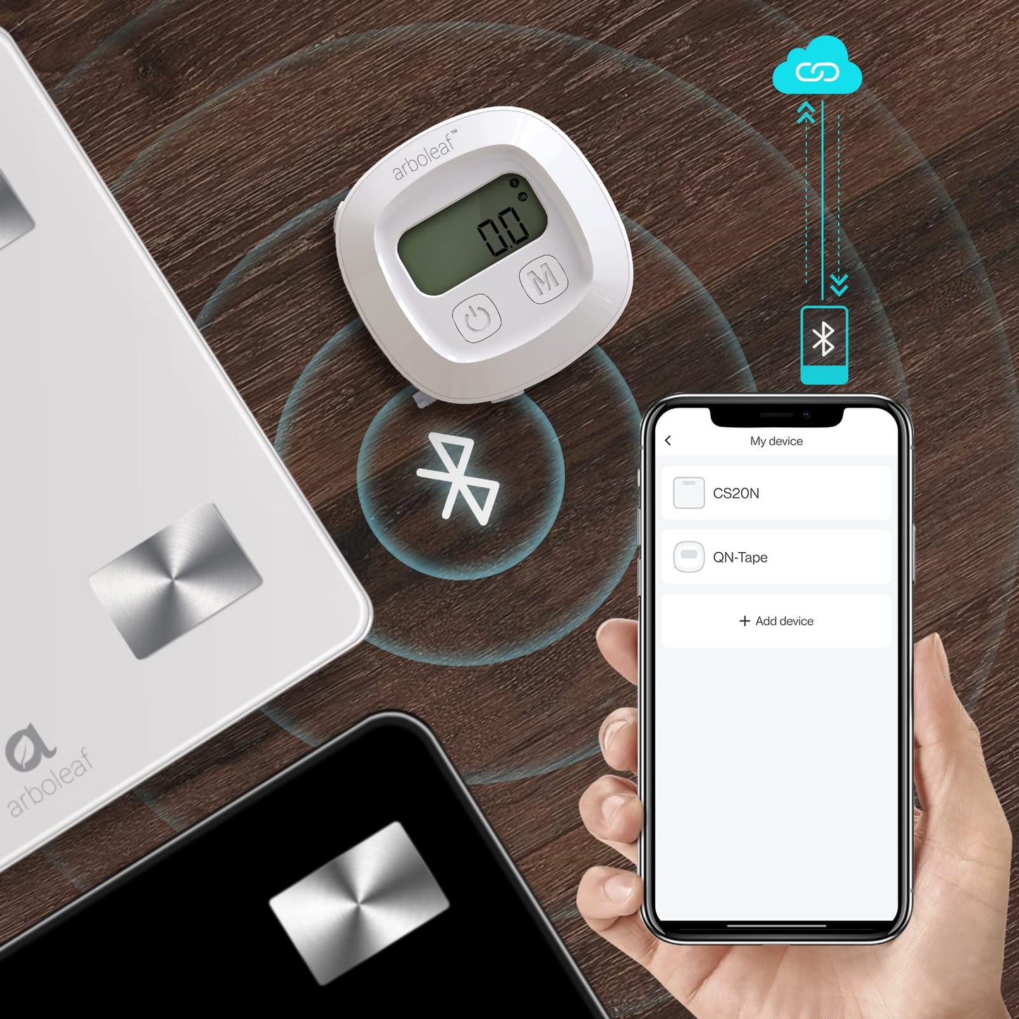 arboleaf Digital Body Tape Measure, 60in Body Measuring Tape, Bluetooth Measuring Tape for Body Measurements with App, Body Fat Measurement Device for Weight Loss, Locking, Retractable