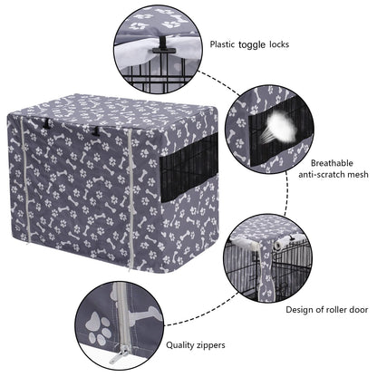 Dog Crate Cover Durable Polyester Pet Kennel Cover Universal Fit for Wire Dog Crate - Fits Most 42 inch Dog Crates - Cover only-Sky Gray-42