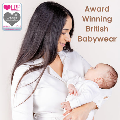 Baban Baby Baby Sleepsuits, 100% Cotton Baby Grows for Boys or Girls, British Made, 2 Pack, White, Newborn
