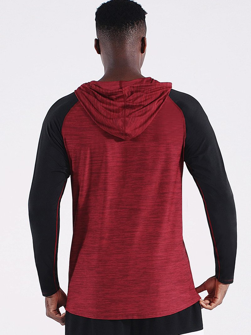 NELEUS Men's Running Shirt Long Sleeve Workout Shirts with Hoods,5102,3 Pack,Dark Grey/Slate Grey/Red,XX-Large
