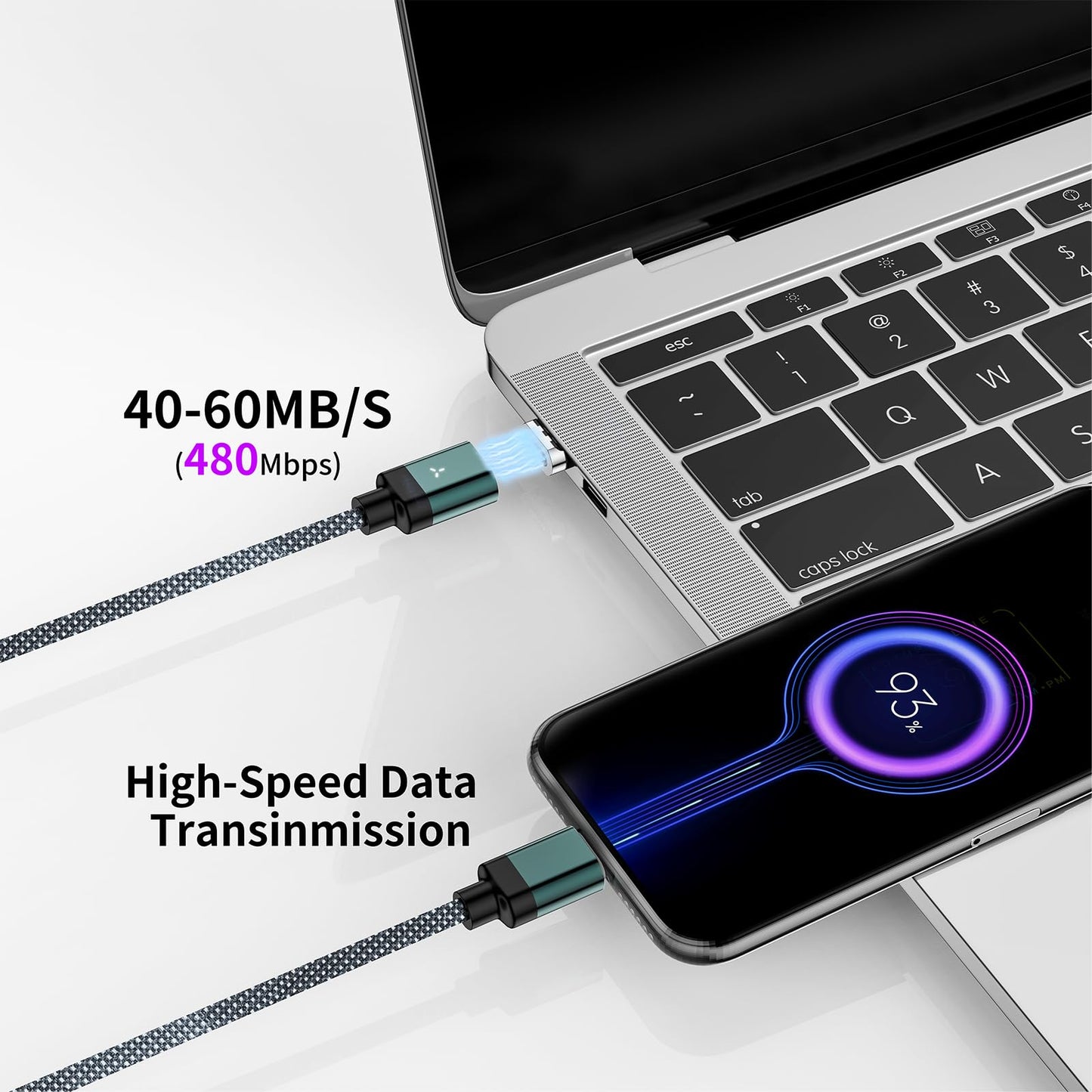 100W 2 in 1 Magnetic USB C Charging Cable [2-Pack, 4/6.6FT] 480Mbps Data Transfer, 5A C to C Cable Fast Charging for iPhone 16/15/14/13 Pro Max, MacBook Pro,iPad,Galaxy S22,Pixel