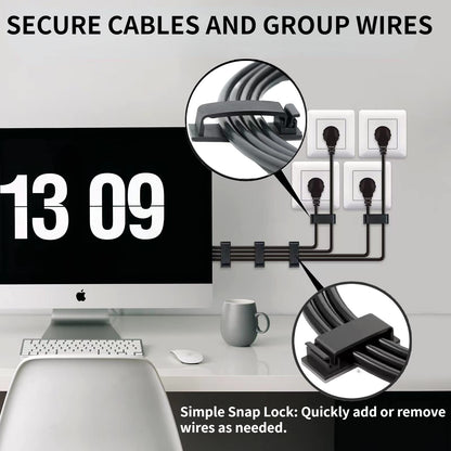 Helboar Cable Clips 50PCS, Self Adhesive Cable Management Clips, Cord Organizer Wire Clips Cord Holder for Appliances PC Wall Ethernet Cable Under Desk Nightstand Home Office Car