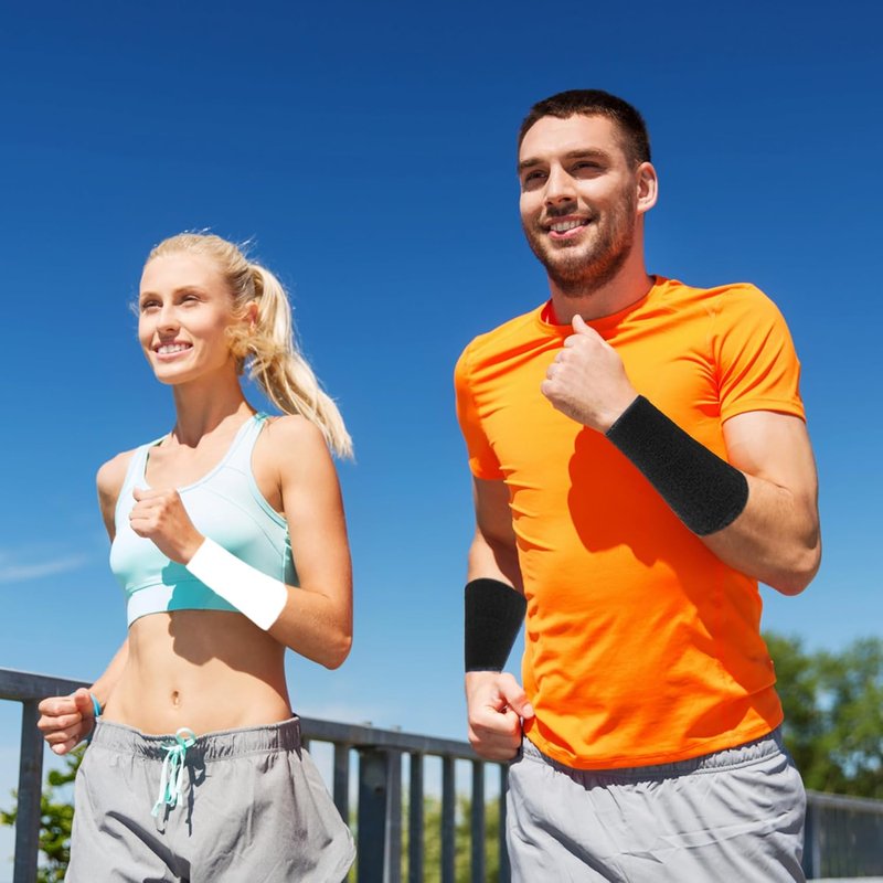 Absorbent Wrist Sweatbands - Breathable Cotton Athletic Bands for Sports | 6 Inch, 4 Pack