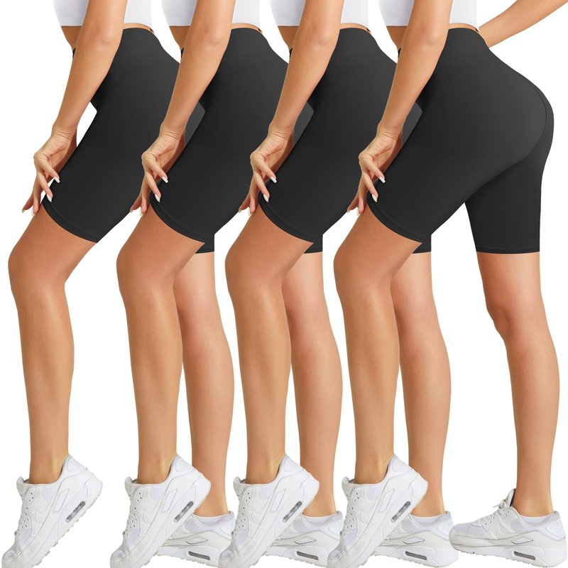 Natural Feelings Buttercloud 4 Pack Biker Shorts for Women-8" High Waist Tummy Control Workout Shorts Athletic Gym Yoga Pants