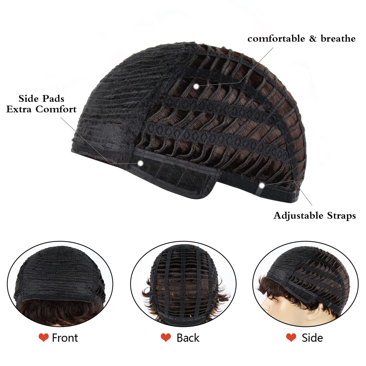 Men's Brown Wigs, Short Men Wig Heat Resistant Synthetic Layered Natural Hair Cosplay Costume Halloween Wigs for Men Male Guy