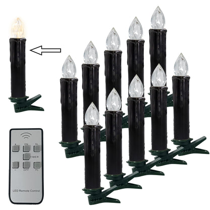 Gedengni LED Candlesticks Short Taper Candle, 4inches Battery Operated Chandelier Halloween Black Flameless Candles Mini Remote Candle Sticks for Harry Potter Party Home Decor,10pcs-BL