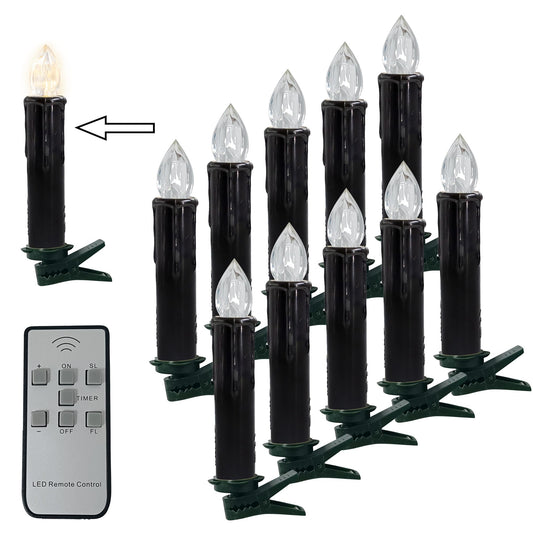 Gedengni LED Candlesticks Short Taper Candle, 4inches Battery Operated Chandelier Halloween Black Flameless Candles Mini Remote Candle Sticks for Harry Potter Party Home Decor,10pcs-BL