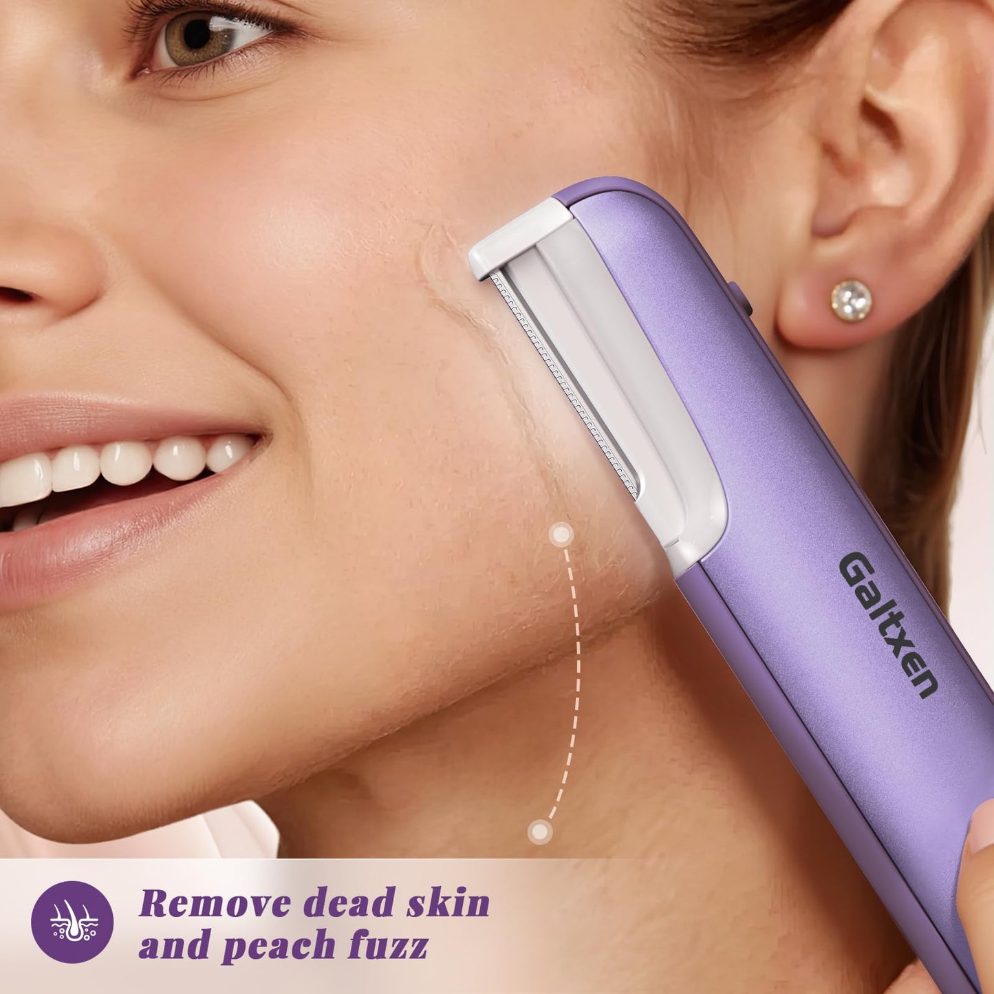 Dermaplaning Tool for Women Pink - Facial Exfoliation & Peach Fuzz Hair Removal with Rechargeable Sonic Edge Technology, 10 Refill Blades
