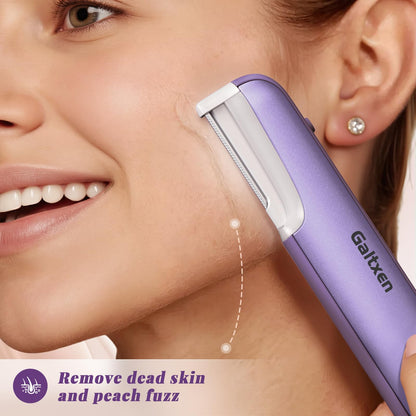 Dermaplaning Tool for Women Pink - Facial Exfoliation & Peach Fuzz Hair Removal with Rechargeable Sonic Edge Technology, 10 Refill Blades