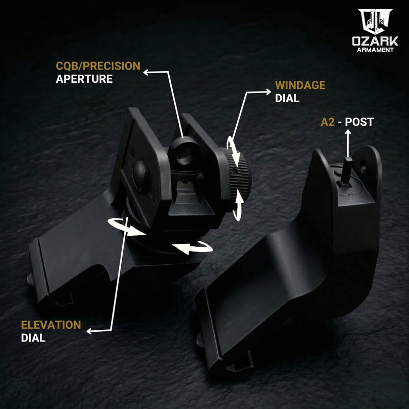 OZARK ARMAMENT 45 Degree Offset Iron Sights - Canted Iron Sights - 45 Degree Sights Works for Right & Left Hand Offset Iron Sights 45 Degree Backup Sights - 45 Degree Offset Sights - Fixed Iron Sights