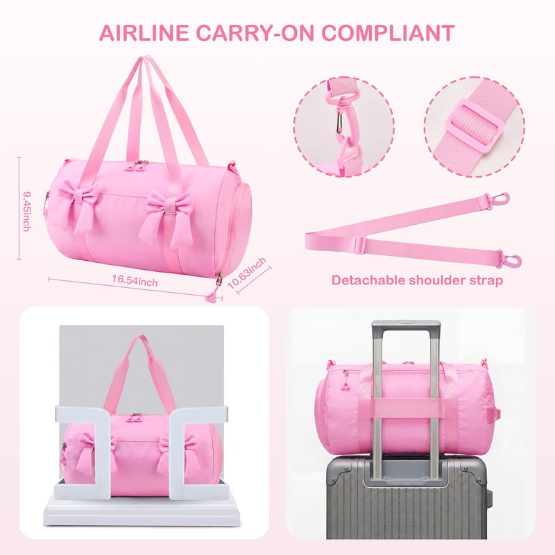 STELLE Dance Bag for Girls Pink Gymnastics Duffle Bag with Shoe Compartment Kids Cheer Bags Ballet Gifts Sports Gym Travel(Taffy Pinkt,F)