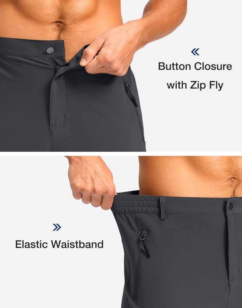 Pudolla Men's Hiking Shorts 11" Lightweight Cargo Work Shorts for Men Summer Travel Golf Casual Outdoor with 5 Pockets(Deep Grey Large)