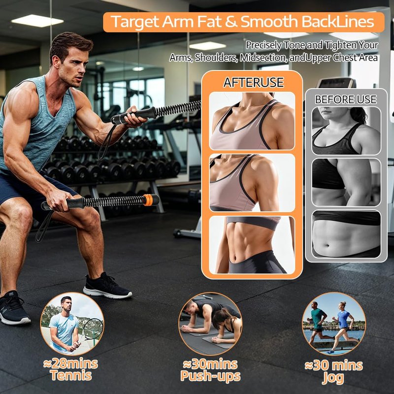 Cordless Battle Ropes - Adjustable Cordless Training Rope with Wrist Wraps, Heavy Duty Battle Ropes for Home Gym HIIT & Full Body Strength Training Men Women