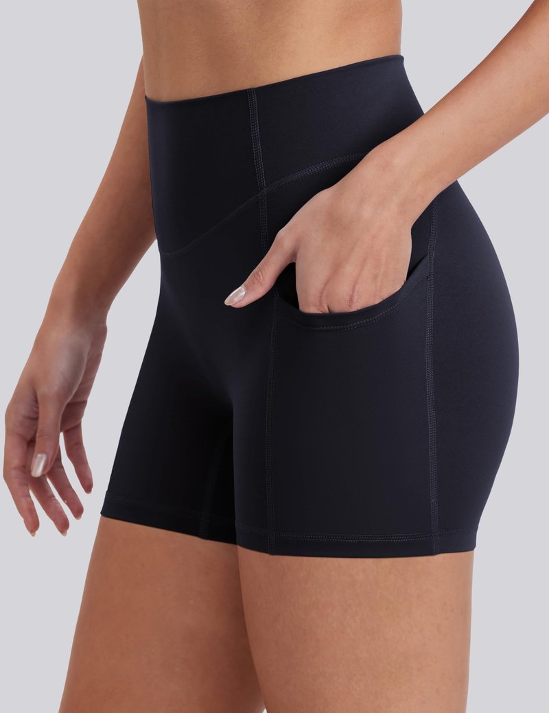 ENERBLOOM Biker Shorts for Women with Pockets, Spandex Workout Shorts, Lightweight for Summer Cycling Running Yoga Gym 10" Black Large