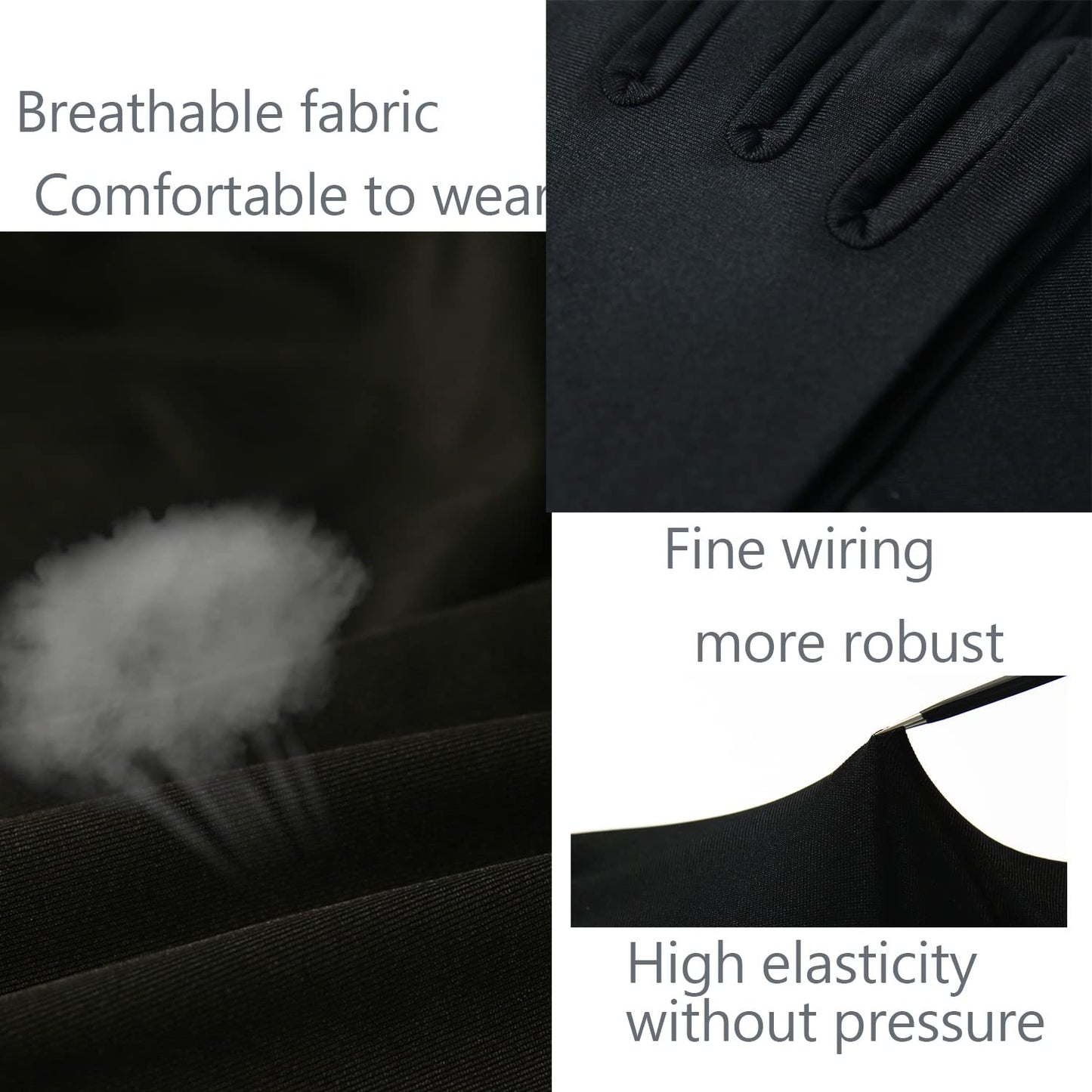 Chendvol Men's and Women's Wrist Length Stretchy Spandex Gloves Costume Banquet Wedding Party Short Gloves (Black)