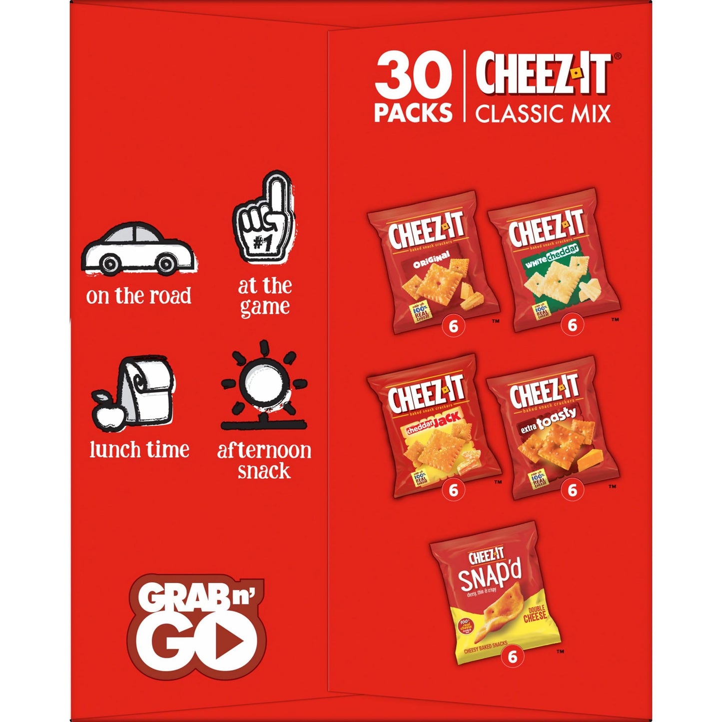 Cheez-It Cheese Crackers, Baked Snack Crackers, Office and Kids Snacks, Variety Pack, 28.74oz Box (30 Packs)